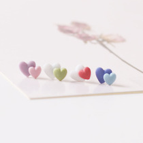 Jingdezhen ceramic small jewelry two-color love earrings original design personality simple niche earrings students fresh
