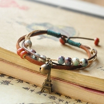 Jingdezhen ceramic accessories Bohemian wind hand-woven buckle bronze tower hand-bracelet womens bracelet