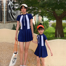 New sports parent-child swimsuit mother and daughter one-piece dress girl girl foreign style thin Swimsuit Beach swimsuit