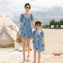 New parent-child swimsuit mother and daughter one-piece dress polo girl girl Swimsuit Beach seaside family swimsuit