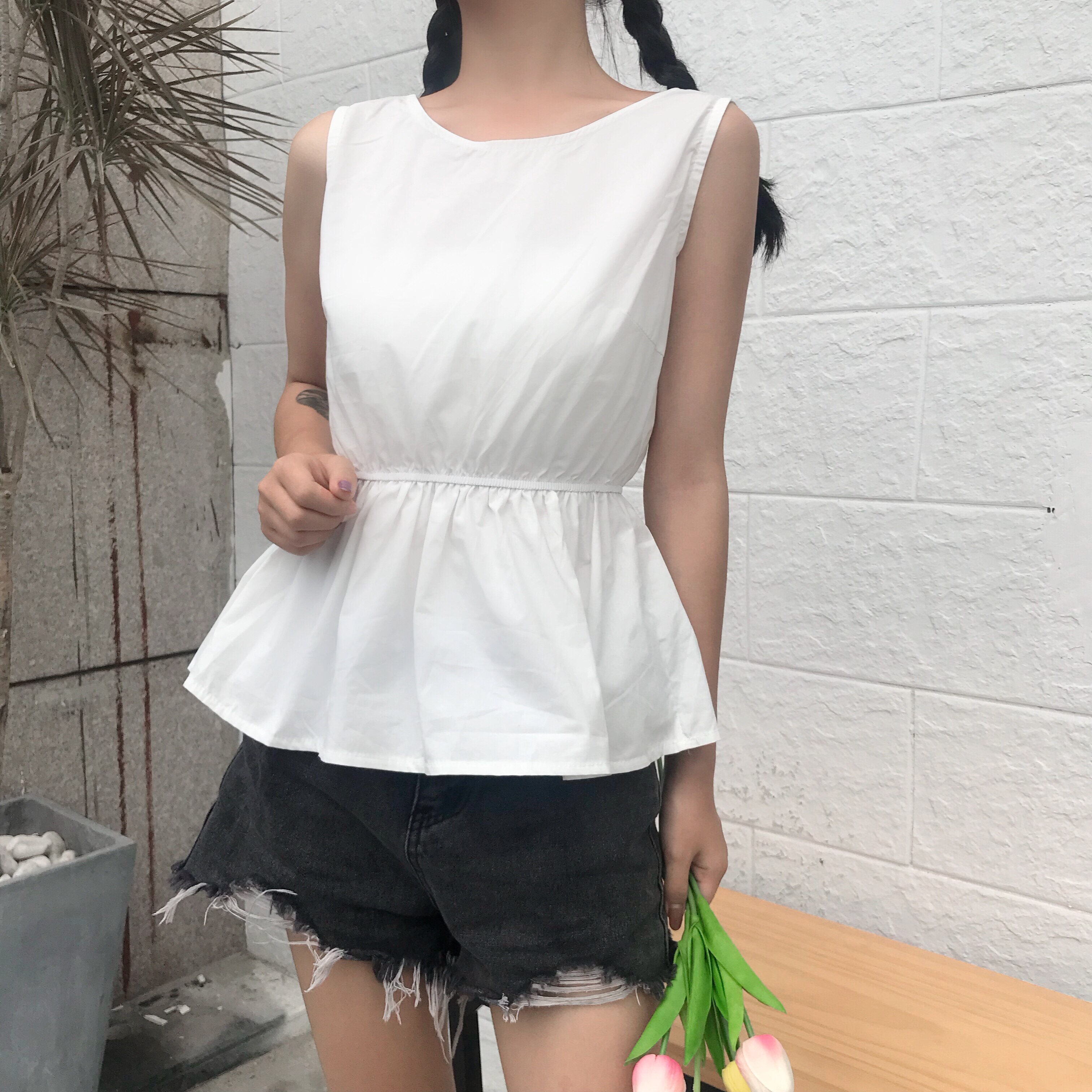 修身2020年夏季背心吊带背带时尚简约纯色漏背百搭韩版