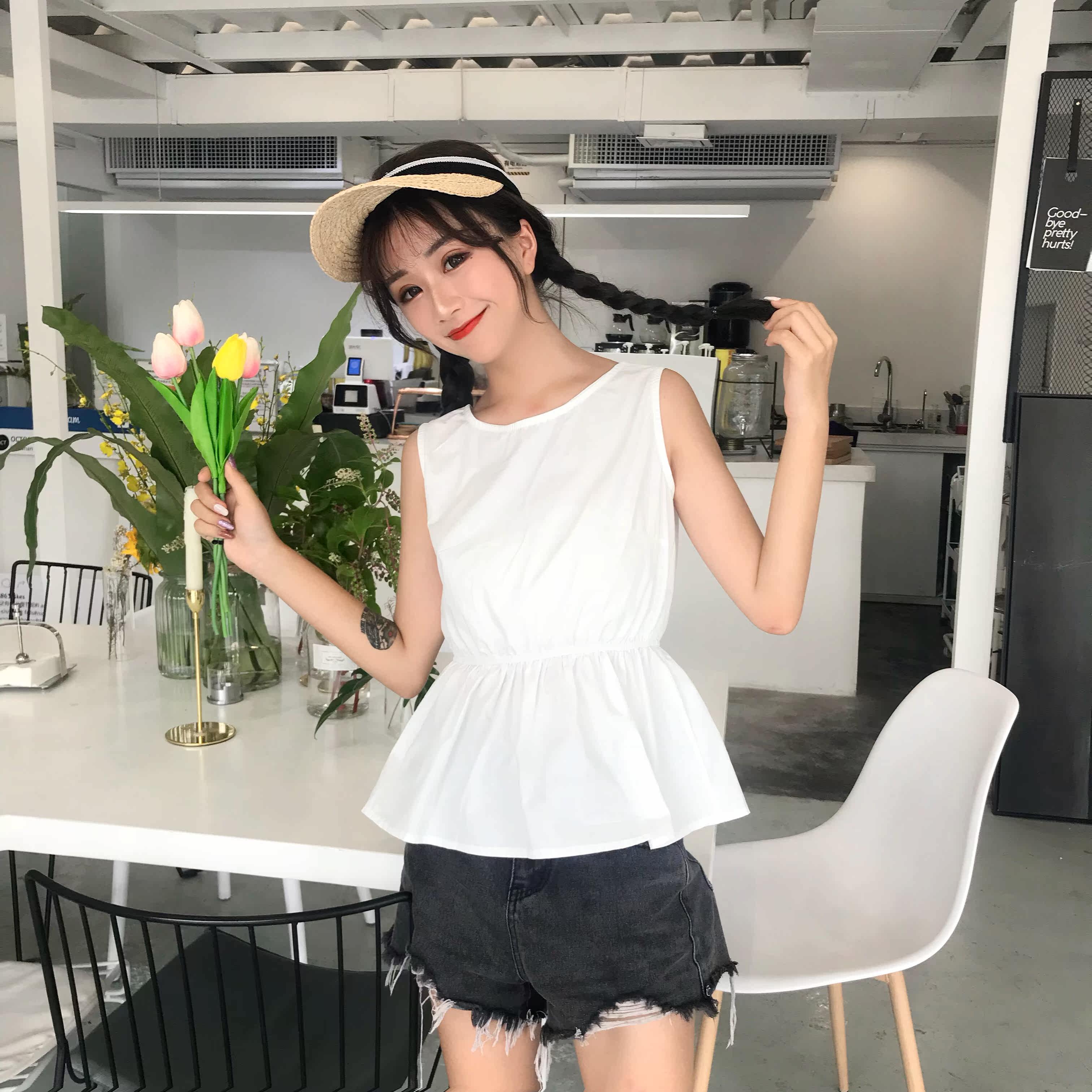 修身2020年夏季背心吊带背带时尚简约纯色漏背百搭韩版