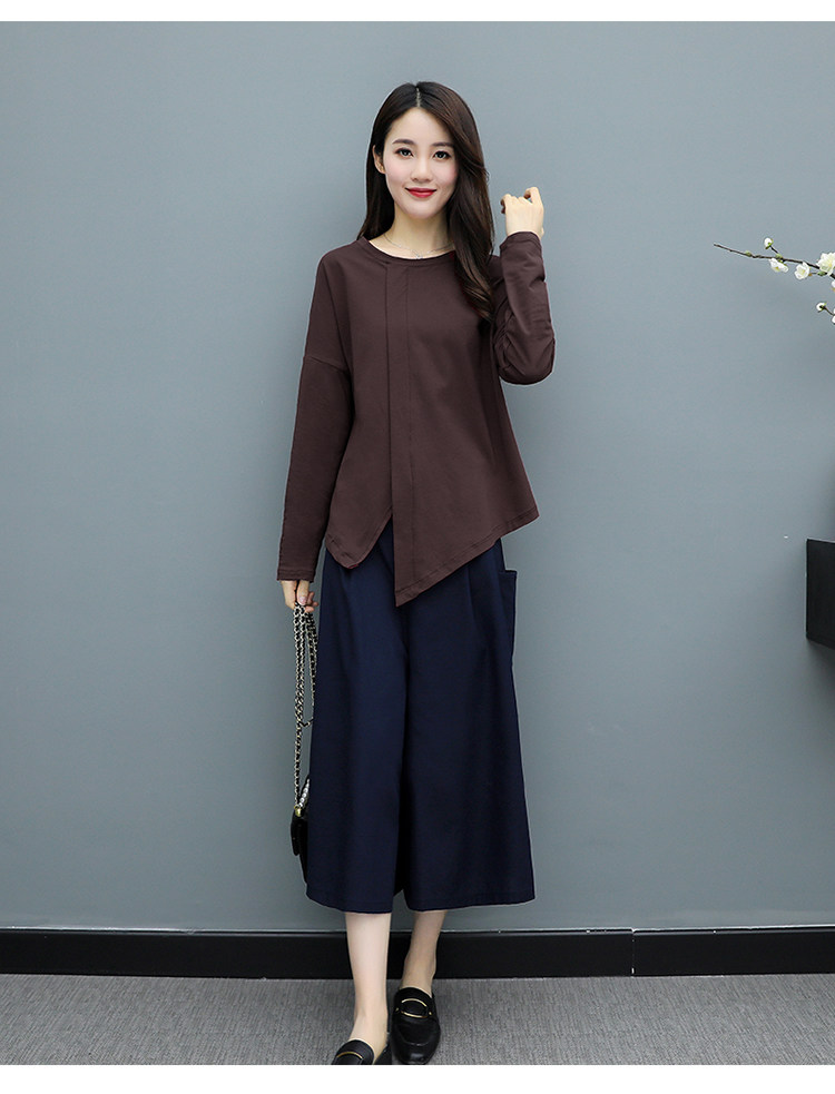 hxy3029秋装套装女时尚两件套2019新款棉麻套装长袖春秋两件套