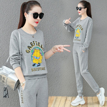 Casual suit womens spring and autumn 2021 new fashion age loose brand foreign style sweatsuit two-piece sportswear