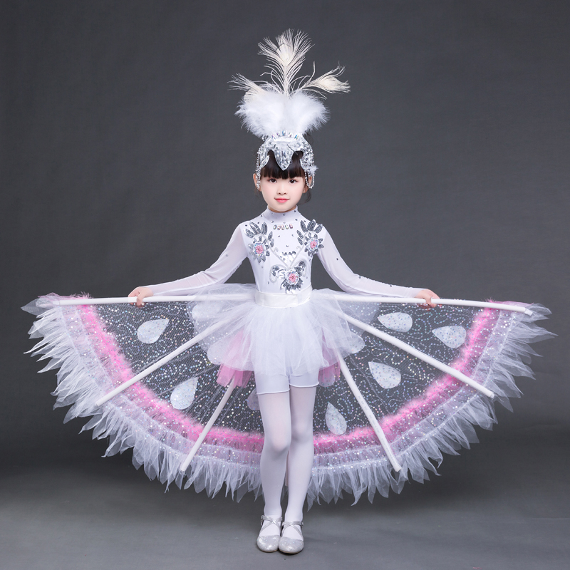 小荷风采元旦儿童演出服女幼儿园民族舞蹈傣族小白翎孔雀舞表演服
