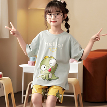 Girls nightgown summer skinny childrens little girl girl baby baby cotton short sleeve big child suit summer home dress