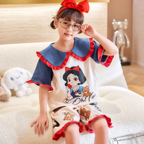 Childrens pure cotton pajamas Princess summer short sleeve baby girl girl childs family clothing in the childhood school