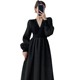 2022 spring and autumn high-end quality high-end design sense small dress French Hepburn style V-neck black dress 2022 spring and autumn high-end quality high-end design sense small dress French Hepburn style V-neck black dress