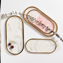 Marble Trays Advanced Sensation Small Pendulum Objects Pan Fruit Tray Tea Table Decoration Oval disc set Handwashing table light and luxurious