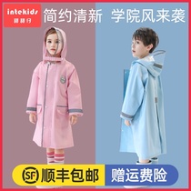 Childrens raincoat Boys and girls kindergarten primary school students raincoat Medium and large children with school bags A child goes to school full body 2021