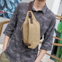 Messenger bag Mens ins tide bag tide brand shoulder bag Canvas casual sports backpack Japanese chest bag mens bag