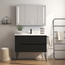 Nordic bathroom cabinet floor-standing black intelligent mirror cabinet toilet sink sink sink cabinet combination