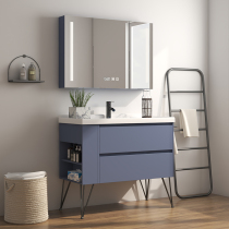 Bathroom intelligent mirror bathroom cabinet sink wash face basin cabinet combination toilet wash table blue mirror cabinet northern Europe