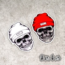 Harelocomotive exhaust Skull skull helmet logo Moto cross-country car oil tank cover notebook side box reflective sticker 18