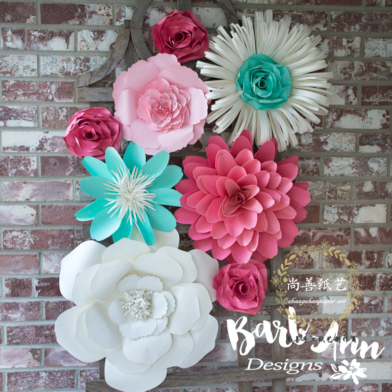 wedding flower wall background window display handmade paper flower paper flower window display