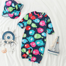 Childrens swimsuit Boys Korean cute little fish one-piece swimsuit 0-5 years old baby Baby one-piece girl swimsuit