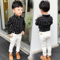 Two-piece suit for the boy's plaid shirt and tidal child personality 2022 new spring and summer pure cotton child shirt baby foreign gas