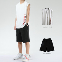 Cotton sweat vest mens sports fitness wear sleeveless base shirt elastic breathable summer two-piece tide wear