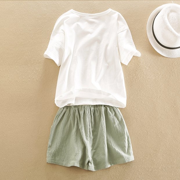 女童时尚套装中大童短袖宽松版两件套潮韩版儿