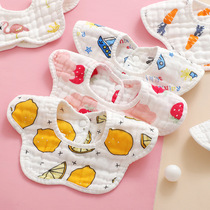 Jingbei high eight-layer cotton gauze baby saliva towel washed pleated seersucker baby mother and child bib
