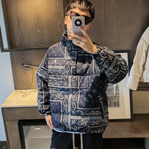 Youth waist huanghuo pullover down jacket 2021 autumn and winter personality white duck down thick fashion coat mens trend