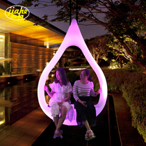 LED luminous swing outdoor park courtyard INS water drop swing adult children colorful hanging chair Net red decorative light