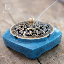 Pure copper incense burner household incense seal stove indoor pan incense oven agarwood color copper sandalwood stove creative ornaments incense burner Ash Ash