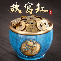 Han Song pure copper cornucopia Forbidden City cylinder copper bowl Chinese study living room home crafts incense burner creative ornaments