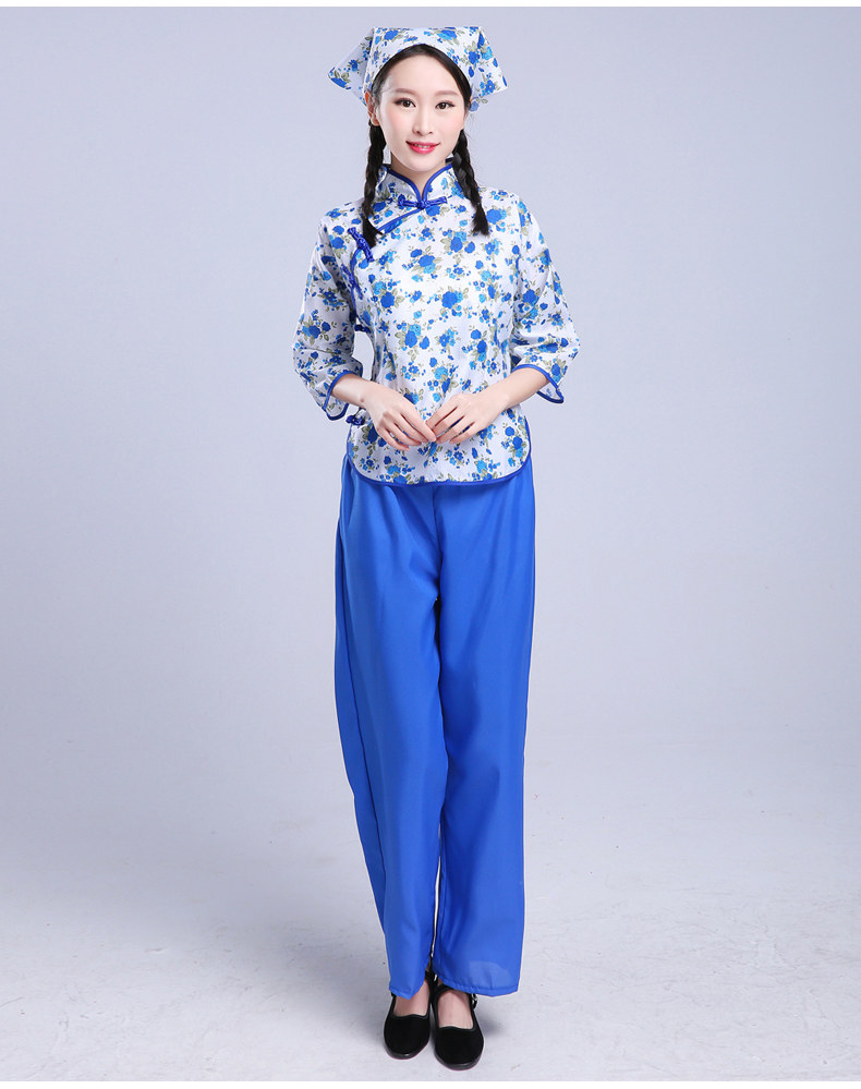 阿庆嫂演出服碎花秧歌舞蹈表演服民国学生装五四青年服村姑采茶女