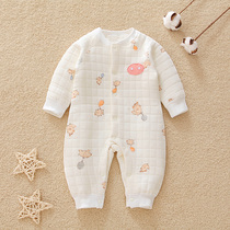 Hamiqi baby warm one-piece autumn and winter newborn baby pure cotton romper thickened newborn toddler climbing suit boneless