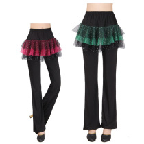 Spring summer square dance costume split modal skirt pants Latin dance pants high waist thin dancing fitness pants