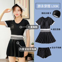 Swimsuit female conservative cover belly thin one-piece student flat-angle skirt large size hot spring 2021 new swimsuit ins wind