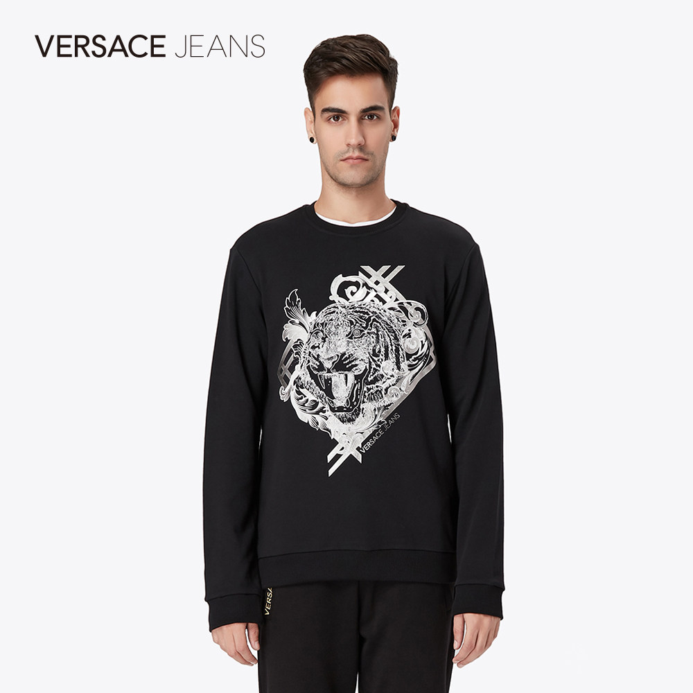 versacejeans范思哲fw18新品虎头logo男全棉卫衣