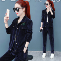 2021 Spring and Autumn New Loose Corduroy Sports Set Women Casual Wear Fashion Sweatshirt Large Size Two-Piece Female