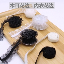 Black lace lace lace lace stretch clothes neckline skirt hem tie lace dress decoration high-end