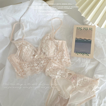 French sexy thin underwear big chest small collection bra summer lace beauty back sweet bra set