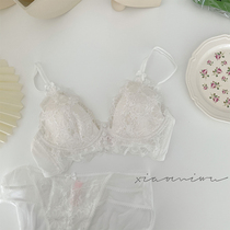 French big chest small adjustment bra with small adjustment bra anti-sagging thin style gathering without steel ring underwear set