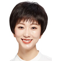 Middle-aged and elderly wigs old people slant bangs bangs wigs straight hair wigs covering white wigs