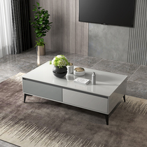 Modern minimalist style housekeeper director Fang Jyi style minimalist tempered glass countertop tea table TV cabinet