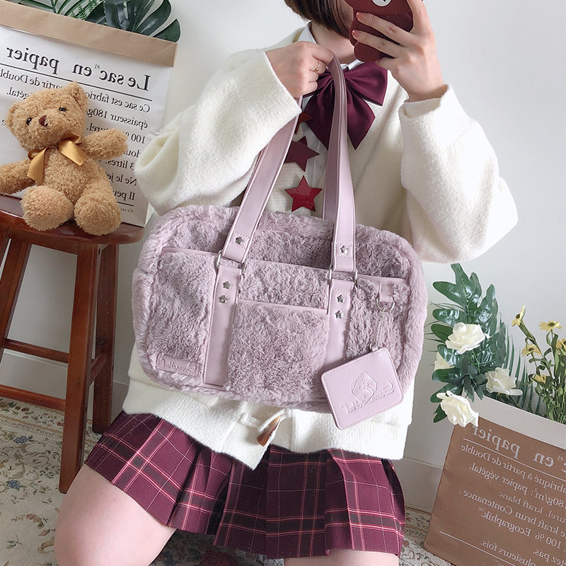 小方糖原创毛绒小号制服包jkdk制服包双肩手提斜跨冬季理智下单