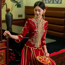 Xiuhefu 2022 new bride wedding dress luxury dragon and phoenix Chinese wedding dress velvet show and winter clothes