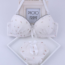 Japanese cute girl hipster high school college students thin with steel ring Wen bra adjustment underwear women set