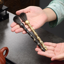 Pure Brass Raising Pot Pen Kung Fu Tea With Brush Tea Pen Tea Sweep Tea Aisles Six Gentleman Brushed Off Hair Tea Tray Brush Accessories