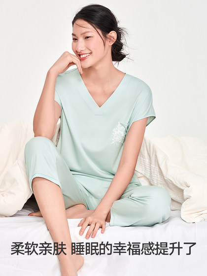 Manni Fen Laiser Tiansi Cotton Pajama 세트 면화 여성 집 생활 의류 20310713 Manni Fen Laiser Tiansi Cotton Pajama 세트 면화 여성 집 생활 의류 20310713