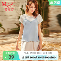 Manny Finn round collar short sleeve dress harness Romantic Sexy Lace Dress Bamboo Festival Cotton Home Pyjamas Sleeping Dress