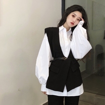 Waistcoat Vest Jacket Harbor Wind 2022 Spring Autumn Year New Black Spring Waistcoat Outside Wearing Blouse Women 100 lap collection waist