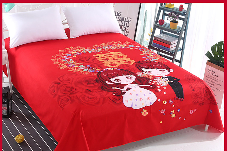 大红色床单单件加厚磨毛1.8m双人床结婚红单子粉可爱贴身裸睡被单
