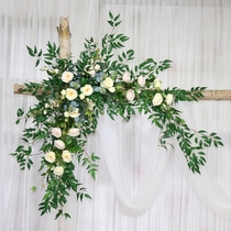 Wedding forest floral arch Square pavilion corner flower row flower wall Wedding stage welcome area background decorative flowers