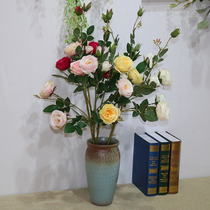 Simulation long branch decoration rose tea rose wedding arch flower wall background road lead flower ball silk flower fake flower single branch