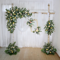 New wedding triangle flower row Forest wooden arch Floral wedding window shopping mall Meichen B & B decoration